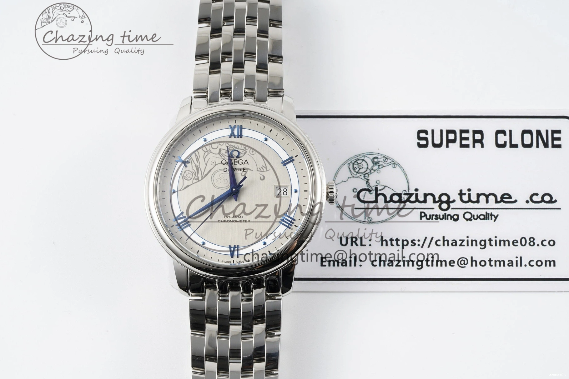 0506 FlexibleFit De Ville SS TWF 1:1 Best Edition Gray Dial Blue Markers on SS Bracelet MIYOTA 7843